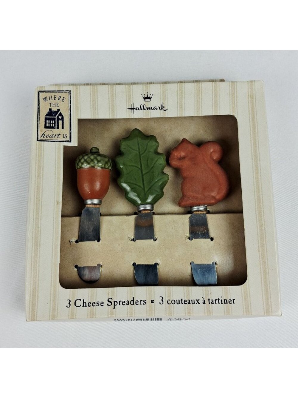 Hallmark Fall-Themed Ceramic Handled Cheese Spreaders Set Of 3 - Acorn Oak Leaf